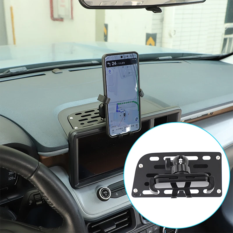 

For Ford Maverick 2022+ Aluminum Alloy Black car navigation screen rear mobile phone stand car interior modification accessories