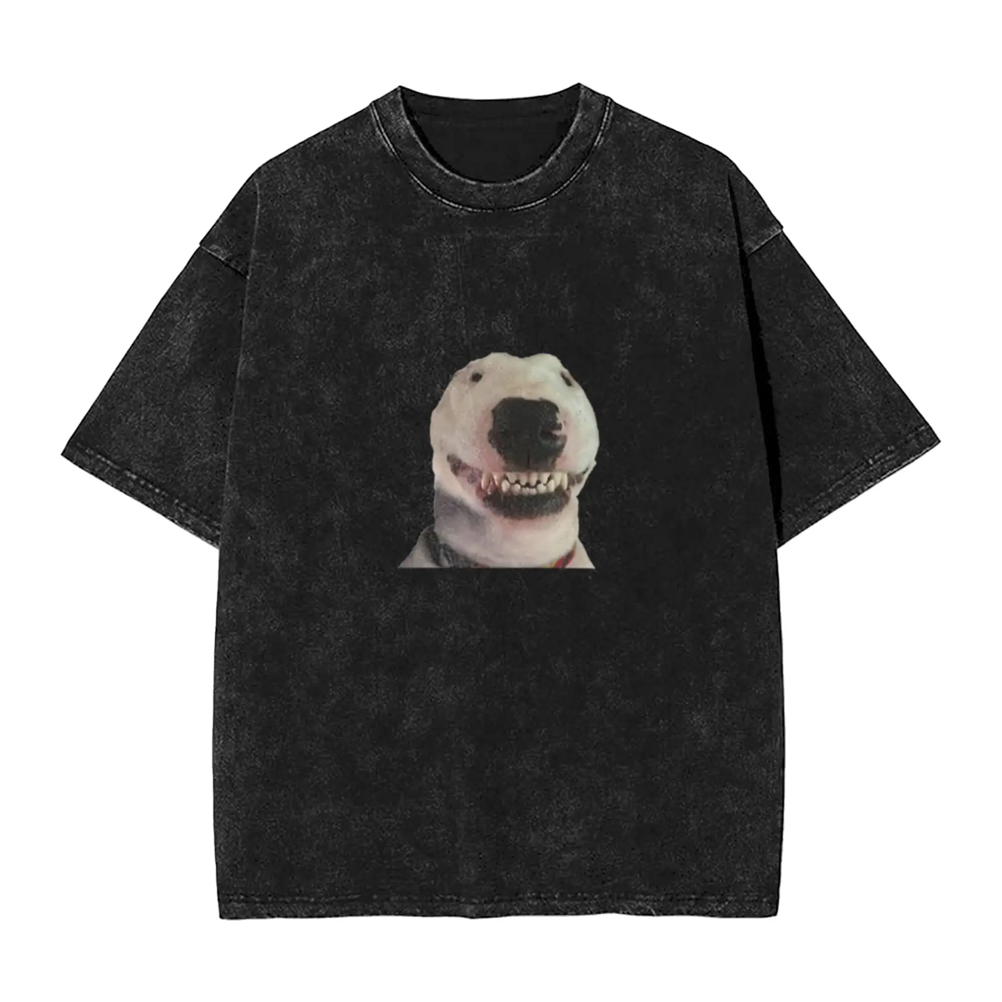Walter smiling meme dog Unique Stylish A Washed T Shirt Men's Women's Oversized Cotton Tees Tops