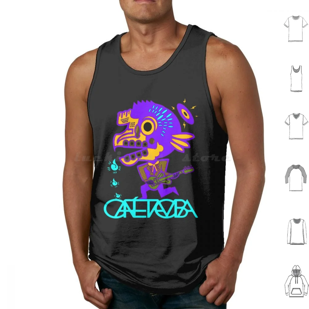 Café Tavuba pájaro camisetas sin mangas estampado algodón café Tacuba café Tacvba banda mexicana Tacubos Vintage Retro México