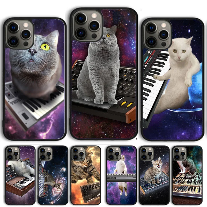 Synth Synthesizer cat Pattern Phone Case Cover For iPhone 15 16 14 13 12 Pro Max mini 11 Pro Max XS X XR Plus Coque