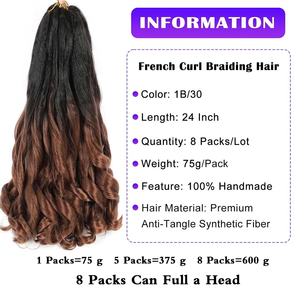 French Curly Braiding Hair 24 Inch 6 Packs Black Loose Wave Bouncy Crochet Hair Pre Stretched Yaki Curly Braiding Synthetic Hair