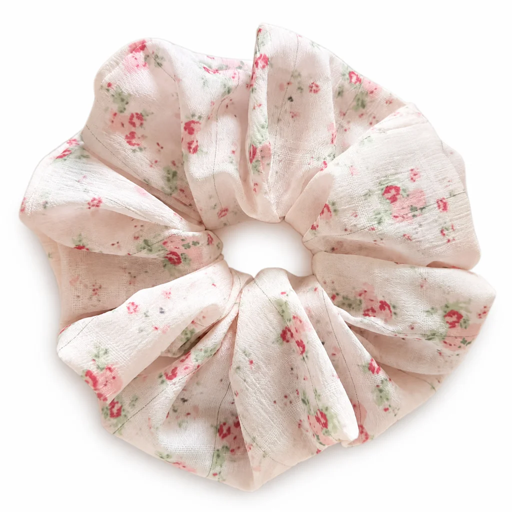 blush-rose-garden-pearl-sheer-single-layer-scrunchie-oversized-handmade-floral-hair-tie-for-women