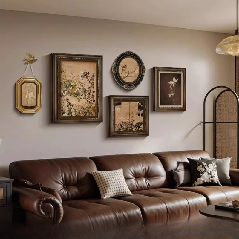 

Retro flower living room decorative painting high-end bedside combination mural French antique sofa