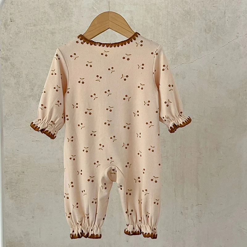 2024 New Autumn Newborn Baby Girls Bodysuits Long Sleeved Cotton Printing Infant Baby Girls Jumpsuit Children Clothes