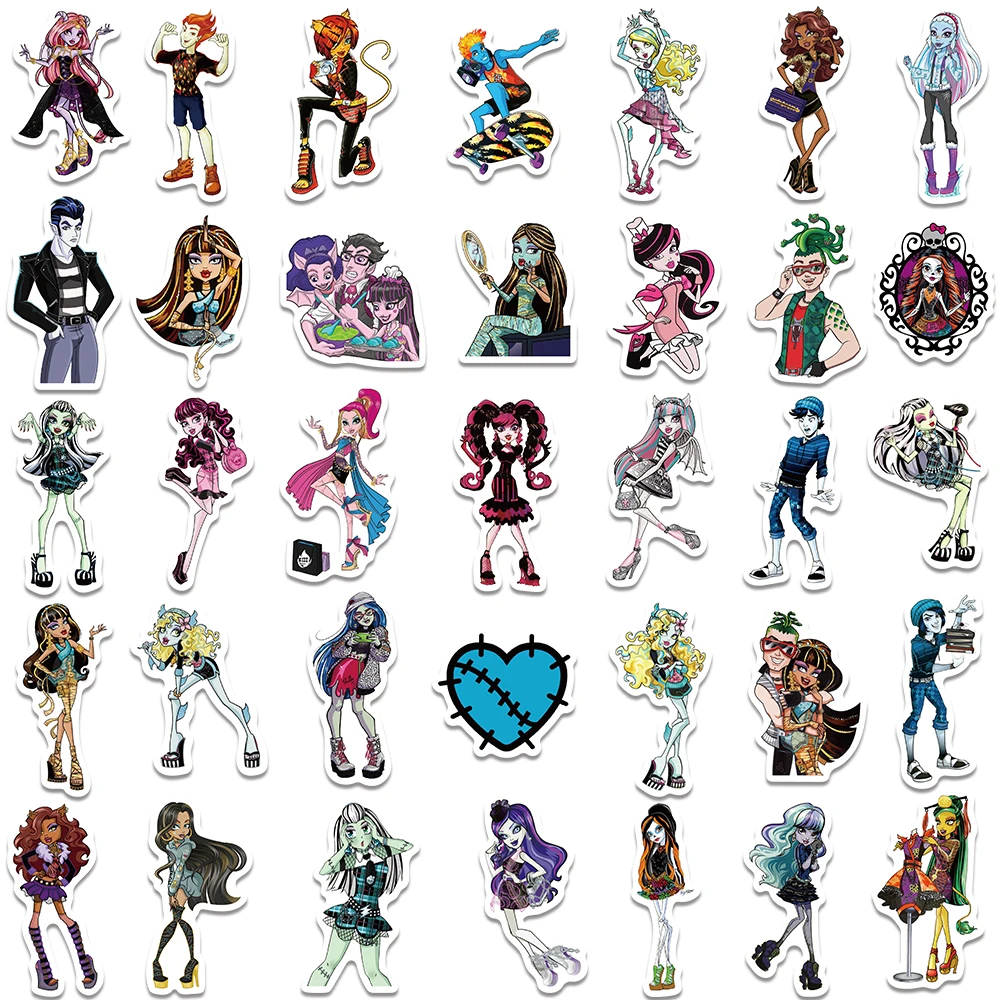 70pcs Funny Cartoon Horror Animation Monster High Stickers Water Bottle Sticker Luggage Laptop Guitar Waterproof Vinyl Decals