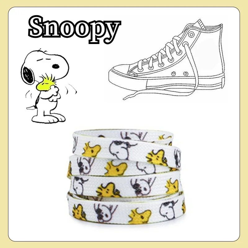 Snoopy Shoelaces Cartoon Printing Sneaker Shoestring Fashion Men Women High-top Canvas Sports Shoelaces Shoe Laces Accessories