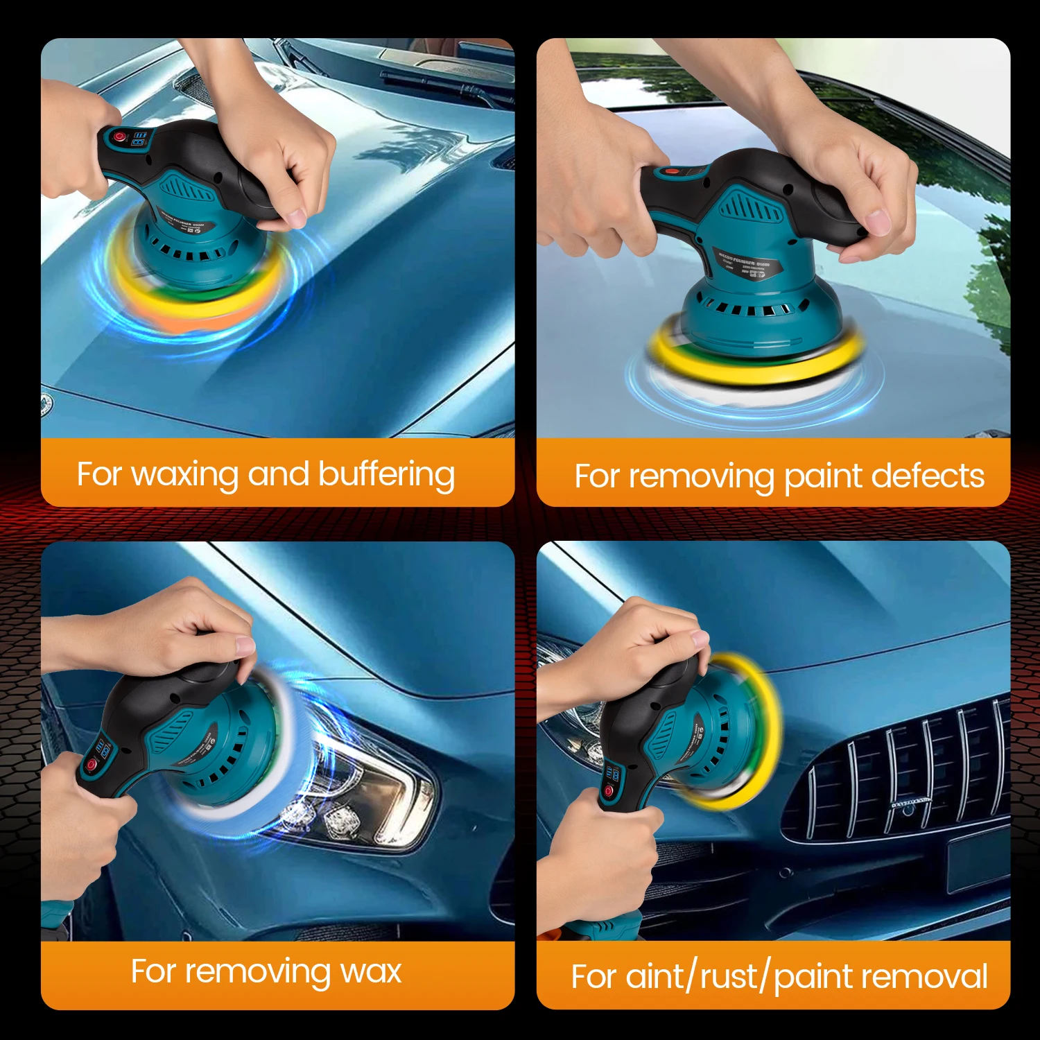 Makita – polisseuse électrique sans fil pour voiture, 8 vitesses, affichage numérique, Machine de polissage et de cire pour voiture, batterie 18V