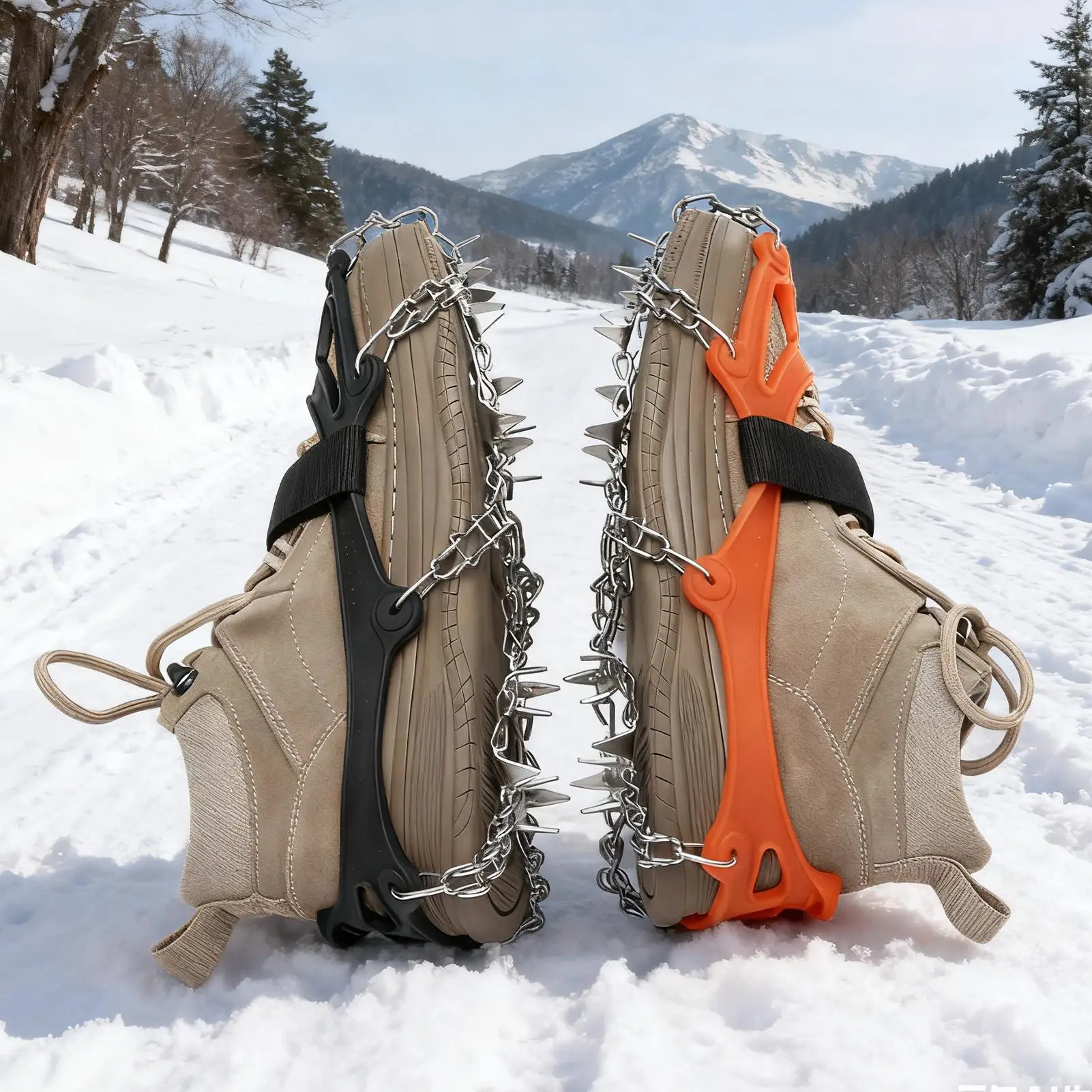 Crampons For Hiking 19 Teeth Traction Snow Grips Anti-Slip Ice Cleats For Shoes For Women Men Hiking Climbing Fishing Winter