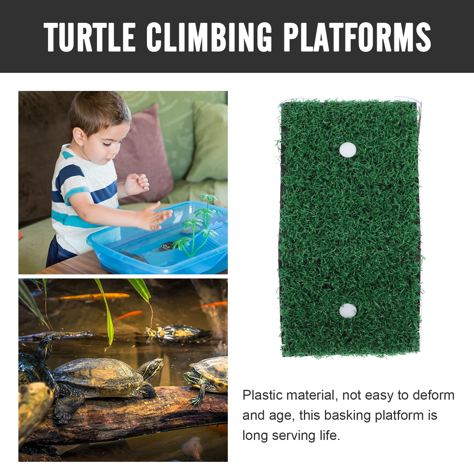 

2pcs Turtle Tortoise Terraces Plastic Platform for Fish Tank Simulation Lawn Aquarium Decor Resting Basking Climbing