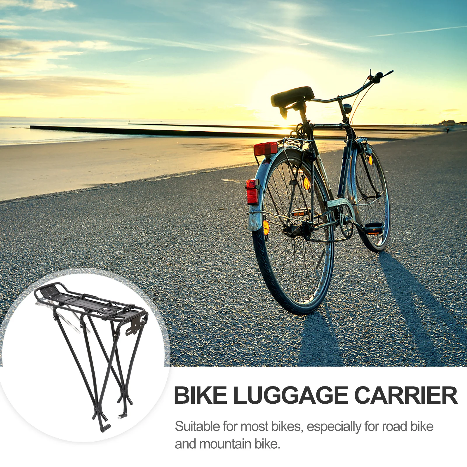 Bike Rear Shelf Durable Aluminum Alloy Carrier Rack Lightweight Back Stand for Mountain Road Bike Luggage Storage Outdoor