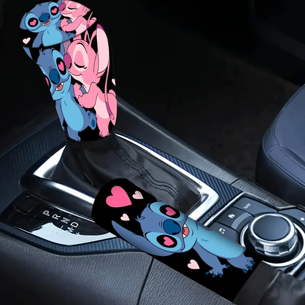 

Набор из 2 предметов, крышка переключения передач Lilo & Stitch, крышка ручного тормоза, автомобильный чехол переключения передач и пылезащитный чехол для переключения передач, милые аксессуары для салона автомобиля, автомобильные аксессуары и украшения