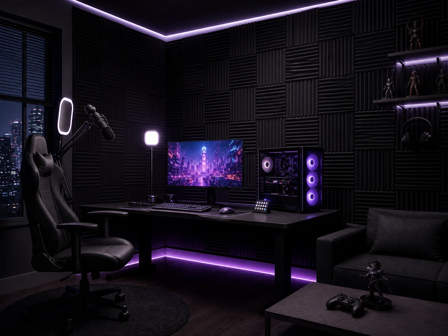 104 Paneles de Espuma Acústica Absorbente de Sonido Negros con Cinta Adhesiva de Doble Cara, Esponja de Aislamiento Acústico para Estudio de Grabación, Sala de Juegos E-sports, Sala de Transmisión