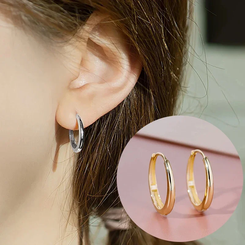 CAOSHI Fashionable Simple Gold Color/Silver Color Small Hoop Earrings Delicate Lady Party Jewelry Versatile Daily Accessories