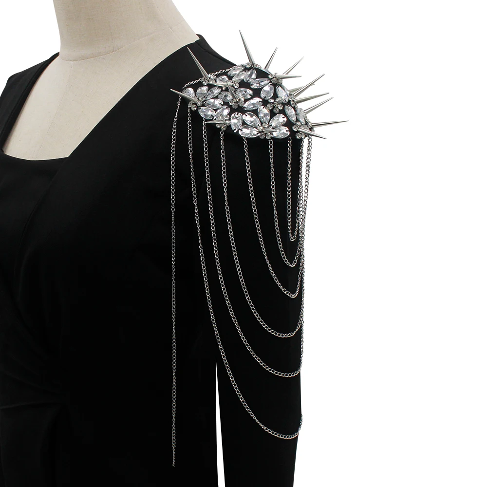 Fringe Shoulder Rivet Tassel Chain Epaulet Shoulder Boards Badge Uniform Accessories 2pieces