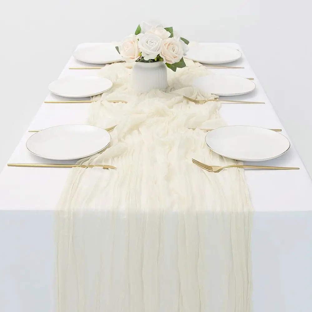 Wedding Birthday Party Decoration Semi-Sheer Gauze Runner Multipurpose Vintage Cheese Cloth Setting Retro Cloth