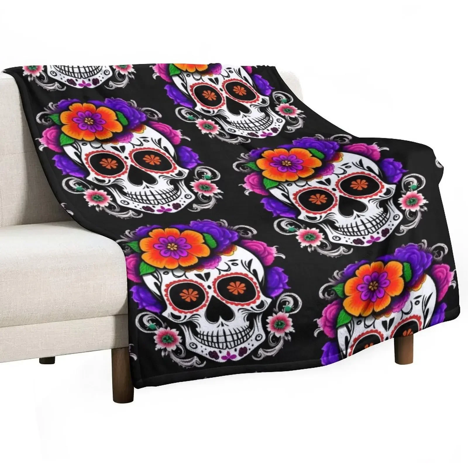Día de los Muertos Throw Blanket Luxury Throw Plaid on the sofa Baby Blankets For Baby Thermal Cute Plaid Blankets