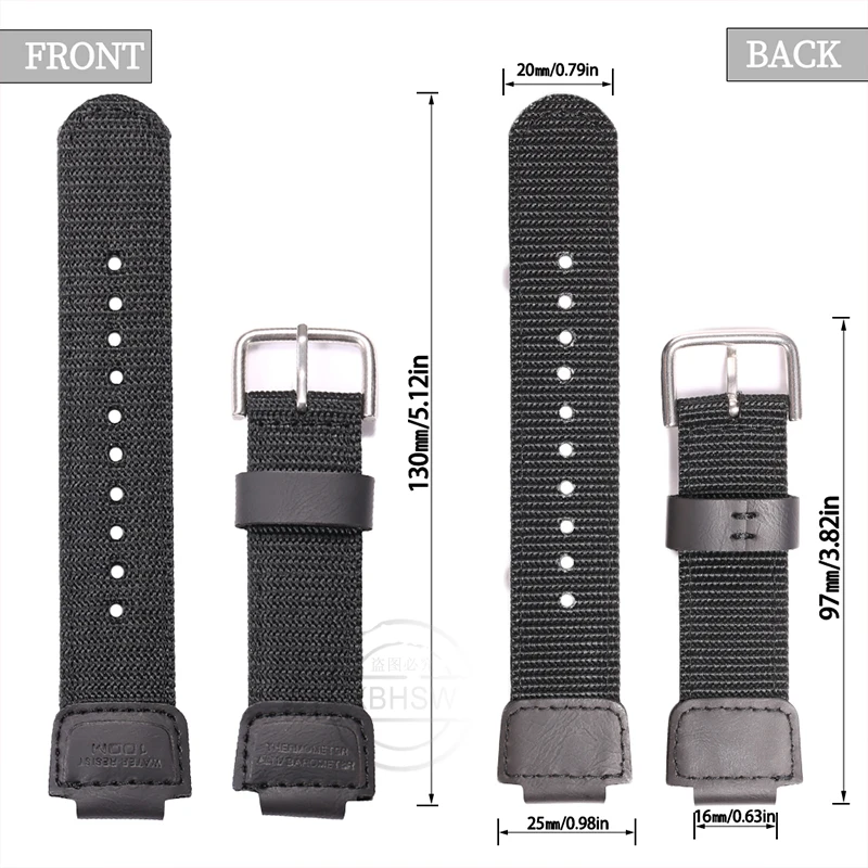 Leather Watch Strap For Casio 16mm Series DW5600 5610 6900 GA100 400 700 GLS100 GA2100 Men's Nylon Woven Band Bracelet