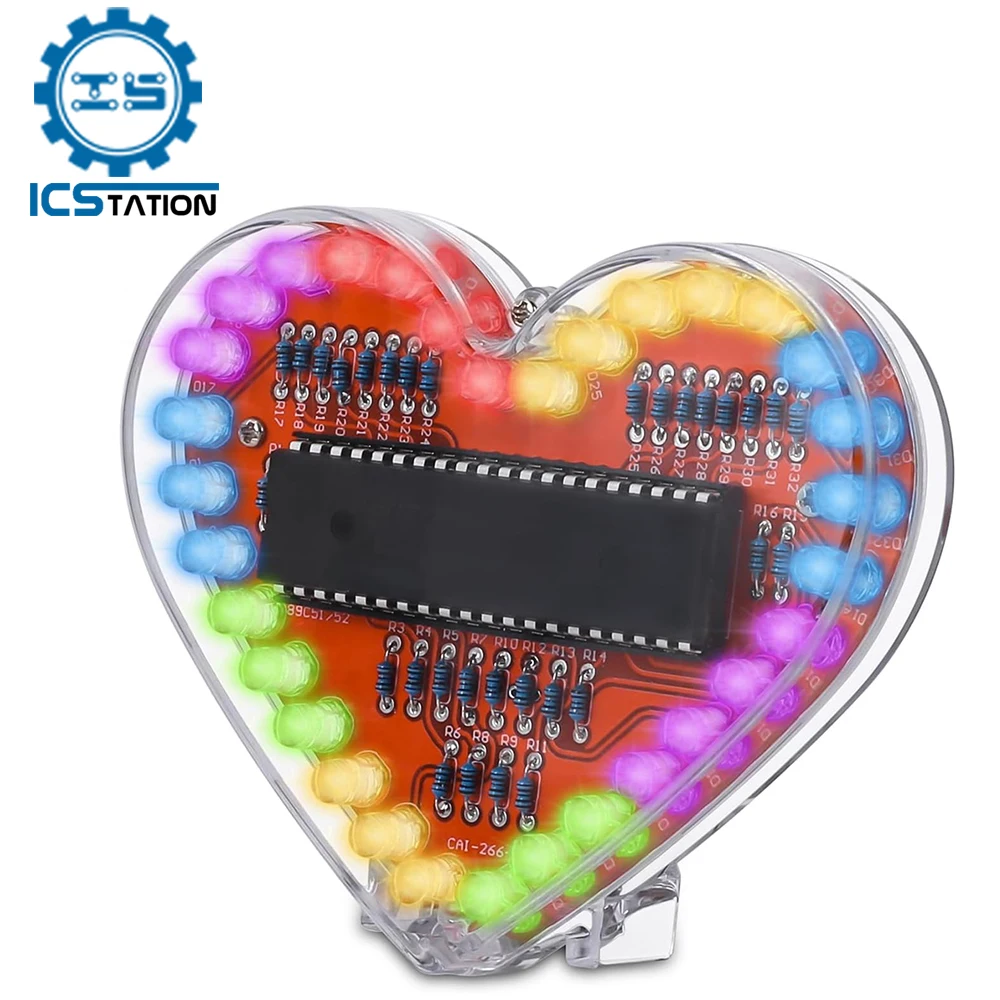 Moduł migające oświetlenie LED RGB w kształcie serca Praktyka projektu lutowania lampy elektroniczny zestaw zrób to sam wody dla trzpienia uczeń