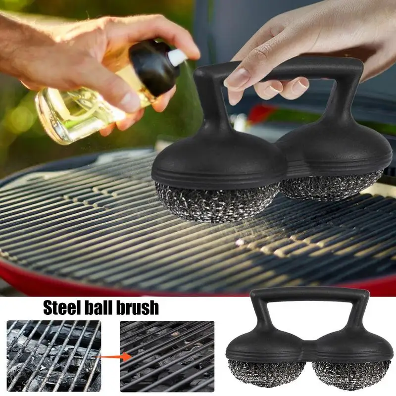 1PC Steel Wool Scrubber with Handle Metal Scrubbing Sponge Cleaning Brushes Cleaning Dishes Stock Pots Pans Griddles Grills