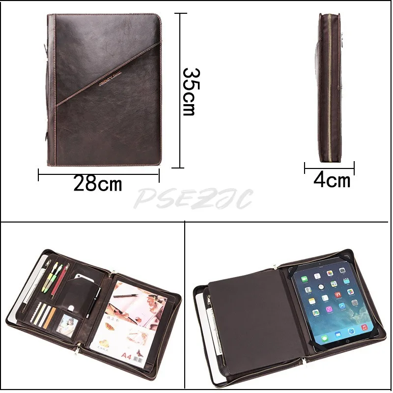 Crazy Horse Cowhide Multifunctional Computer Bag Can Hold A4 Paper 12.9-inch IPad Protective Cover