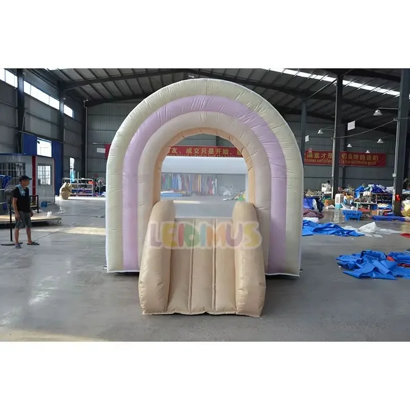 Unisex PVC White Small Pastel Bounce House Toddler Castle Inflatable Bouncer With Blower for Playgrounds and Parties