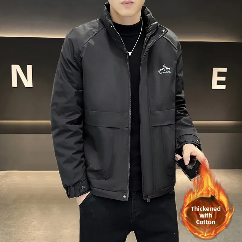 

Thiened Cotton Jaet Men's Warmth Cold Proof High End Cotton Coat Winter New Sle 2025 Youth Faion Polyester