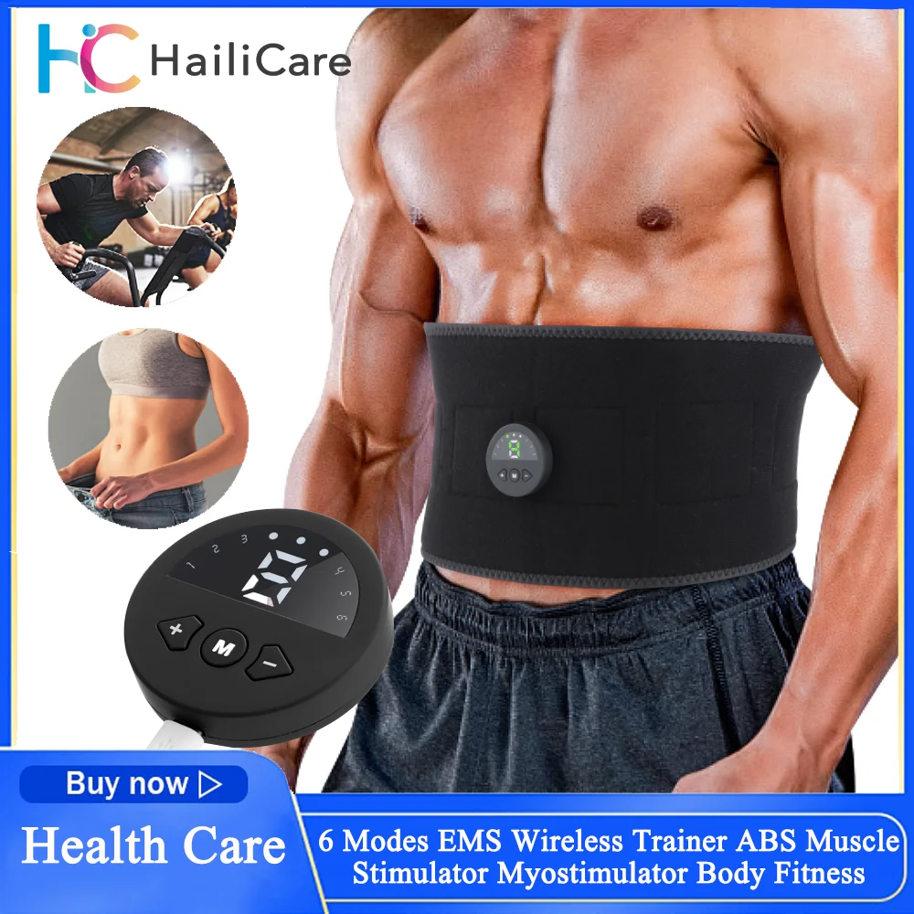 6 Modes EMS Wireless Trainer ABS Muscle Stimulator Myostimulator Body Fitness Electric Weight Loss Slimming Muscle Massager Belt