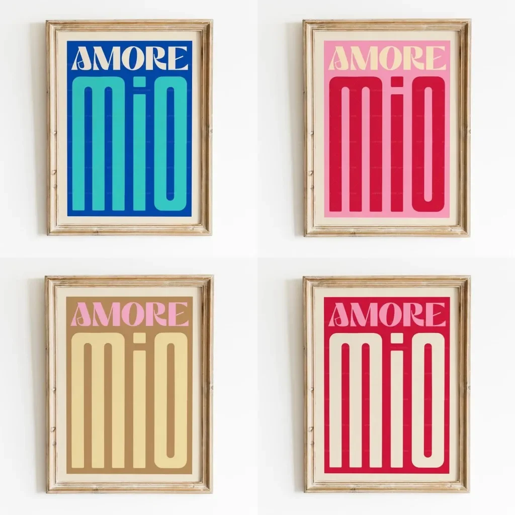 1pc frameless Canvas Painting Modern Colorful Print Amore Mio Poster Wall Art Love Canvas Painting For Living Room Home Decor Va
