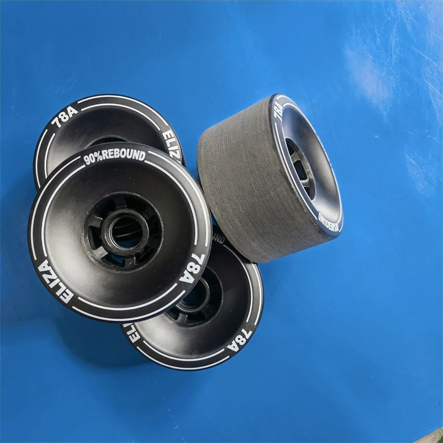 ELIZA longboard black skateboard wheels 100mm SHR78A, 90% rebound electric longboard wheel stoned surface