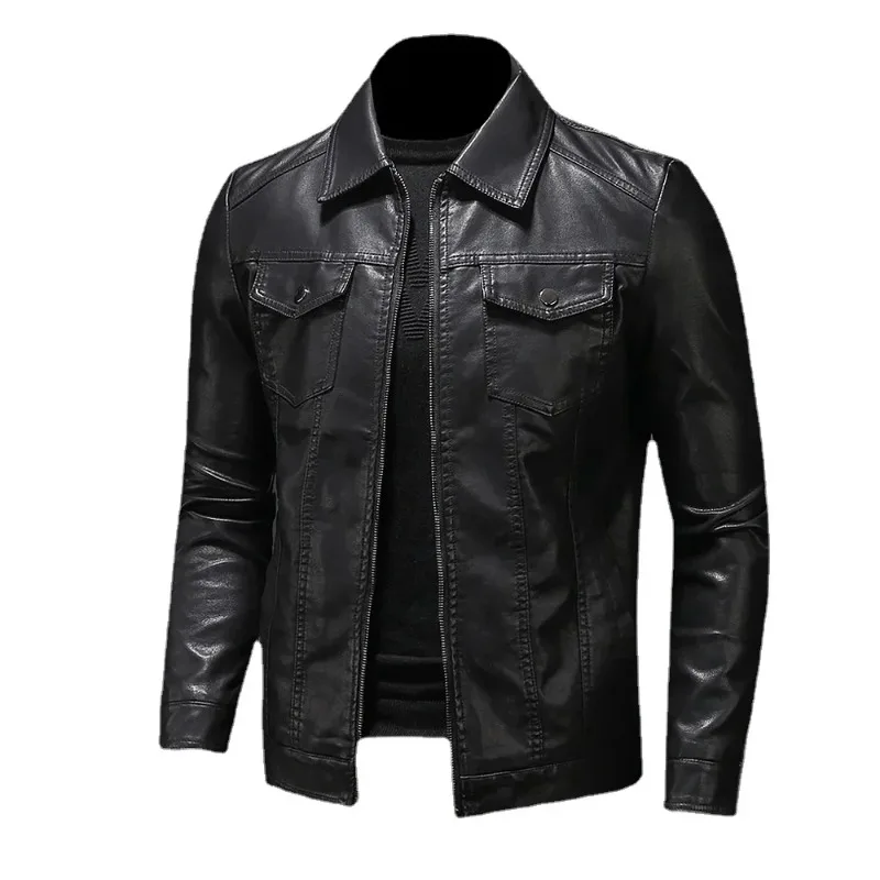 

Spring and Autumn New Men's Jackets Fashionable and Trendy Korean Version Slim Fit Casual Men's Leather Jacket Motorcycle Coat