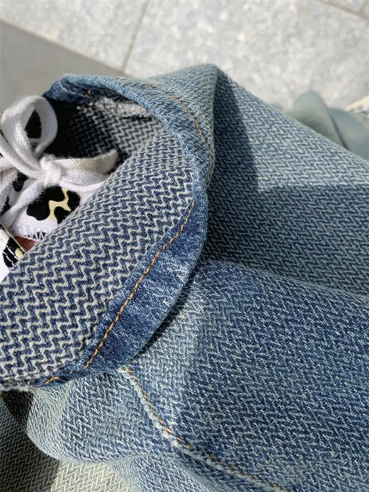 Jeans in denim a gamba larga retrò a vita alta da donna inverno nuovo modello Sle Star pantaloni larghi dimagranti dal taglio dritto alla moda