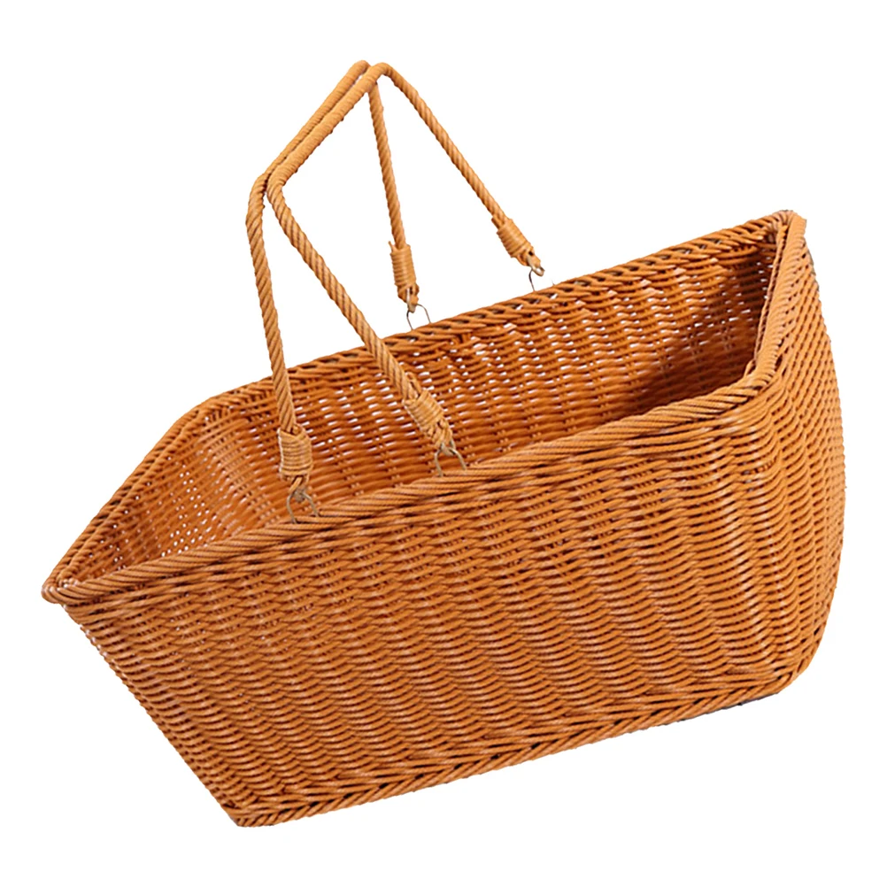

Woven Shopping Basket Fruit Picnic Flower Storage Rustic Handle Design Decorative Countertop Daily Use Egg Holder Gift