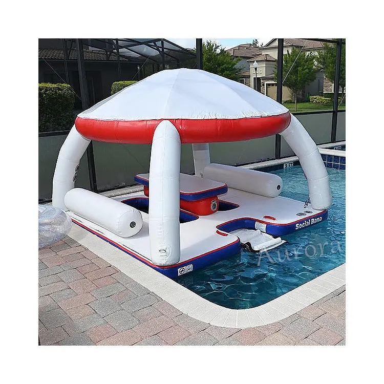 

Floating Island Inflatable Boat Tent Sun Water Game Drop Stich Inflatable Fishing Yacht Platform