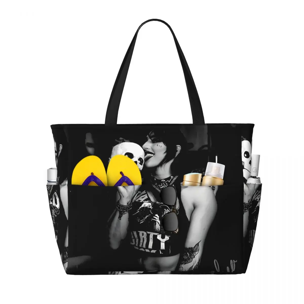 

Rhea Ripley Skull Wrestling Beach Tote Bag Sport Gym Yoga Duffle Large Tote Bag Women Travel Bag Fitness bag