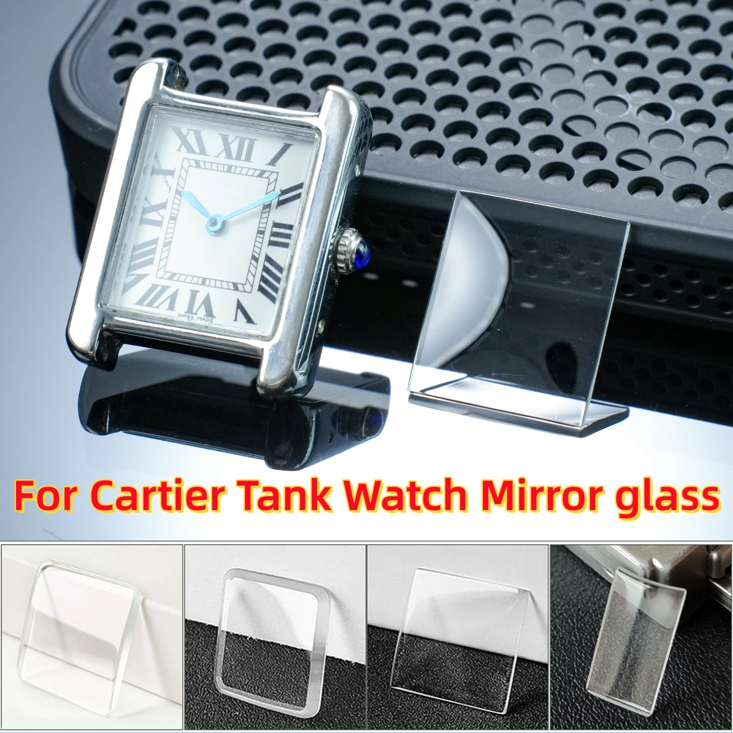 For Cartier Tank Series Watch Multi-size Square Single/Double Bridge Mineral Watch Crystal glass Replacement Watch Mirror Parts