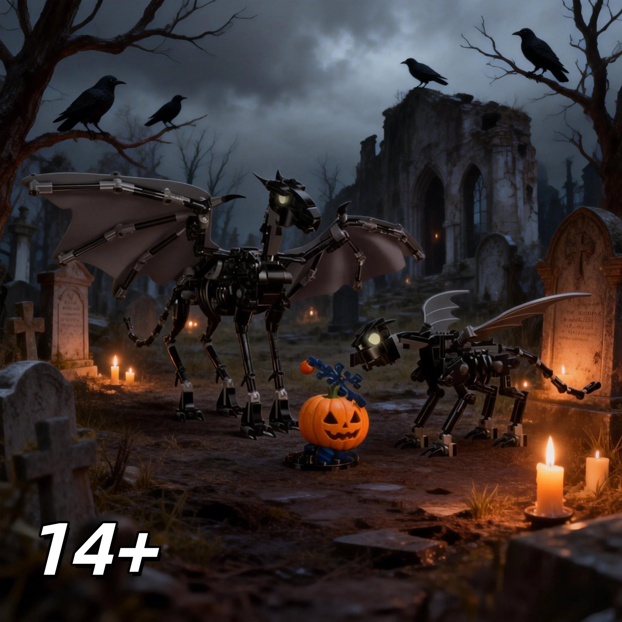 

MOC Dark Winged Horse Divine Beast Building Block Set 548 Particles Magic Wind Creature Assembly Model Adult Difficult Collectio