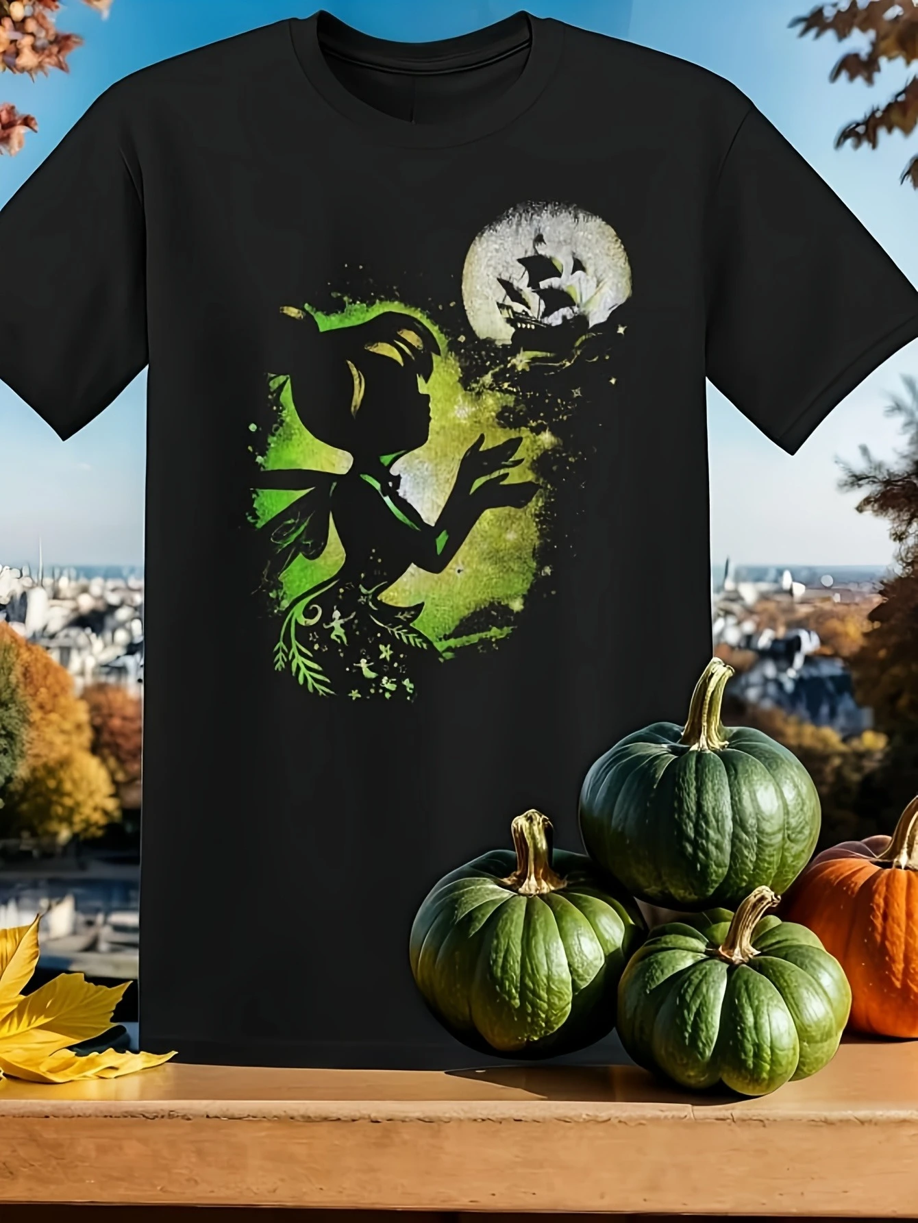 2025 new Men's Disney Peter Pan Pattern T-shirt Daily Leisure and Theme Activities Wear Pure Cotton Short Sleeves
