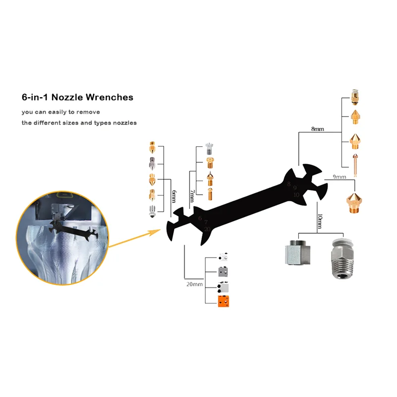 A34M-MK8 3D Printer Nozzles,For Ender3 Nozzle Cleaning Kits 3D Printer Nozzle Maintenance Kit 3D Printer Tools