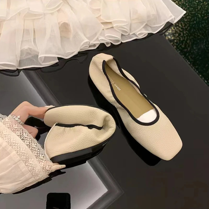 Zapatos planos de Ballet para mujer, zapatos versátiles de fondo suave para mujer, zapatos náuticos informales simples a la moda, mocasines clásicos sin cordones para mujer