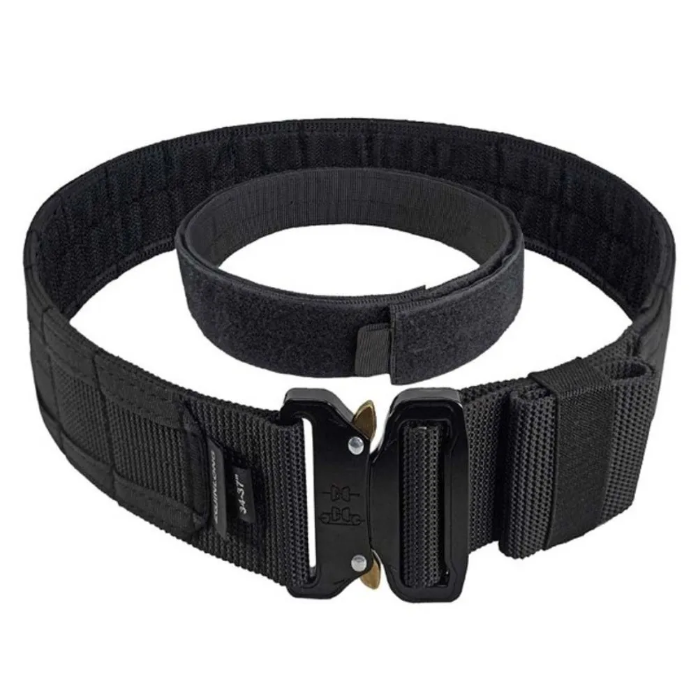 Fashion Adjustable 2 In 1 Waistband Alloy Buckle Reversible Men Nylon Belt Texture Solid Color Mounted Waistband Travel