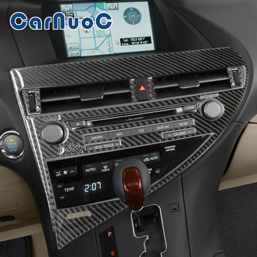 

Car CD Panel Radio Control Carbon Fiber Stickers Decorative Strip For Lexus RX350 RX450H 2010-2012 Accessories Interior Moulding