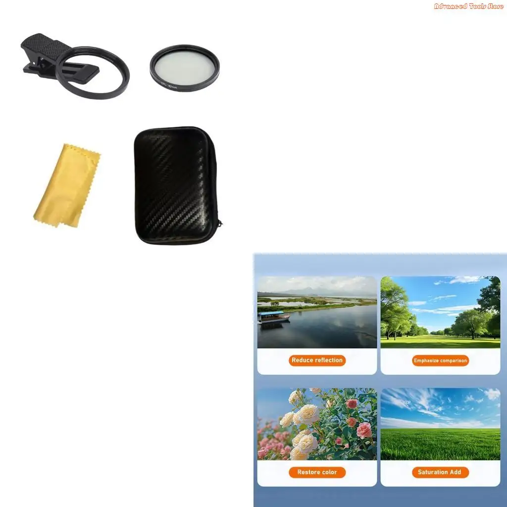 Optical Coated CPL Filter 52mm Smartphone Polarizing Lens for Mobile Photography W91B