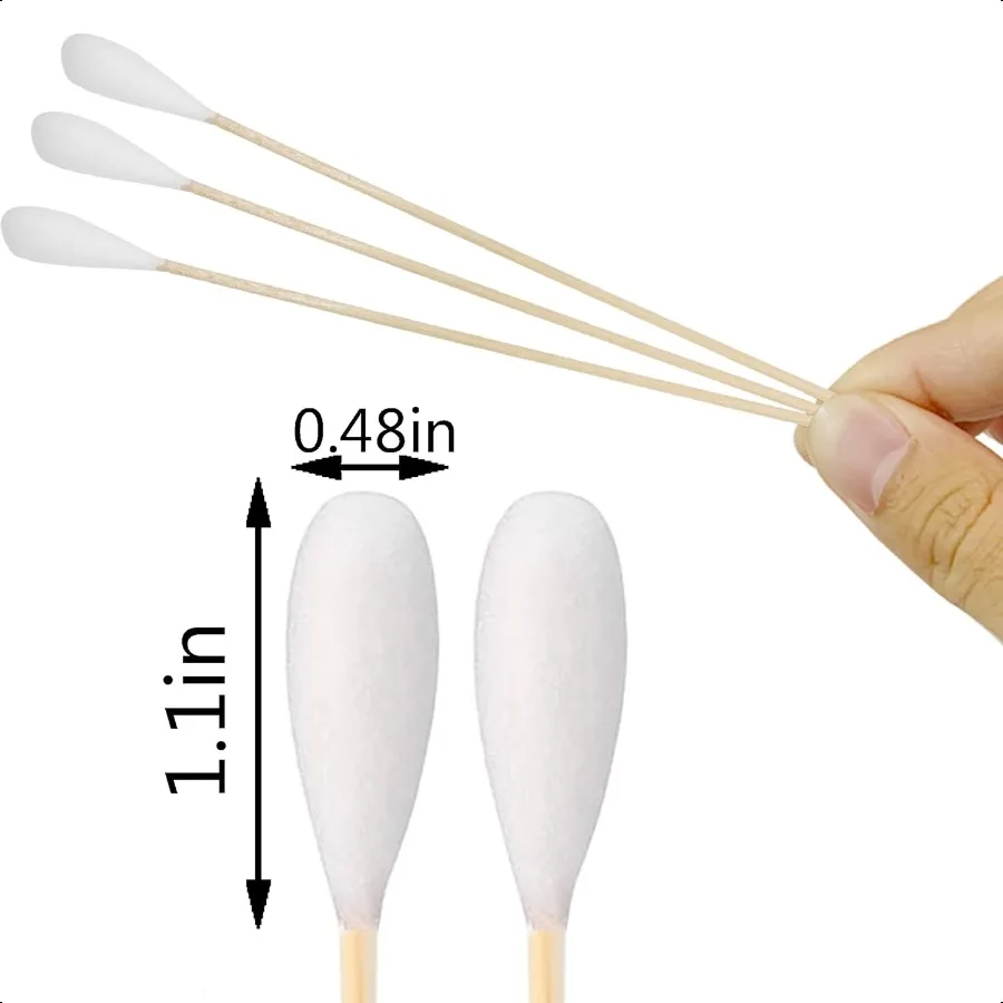 6 Inch Long Cotton Swabs Large Size 200pcs for Pets Gun Cleaning or Makeup