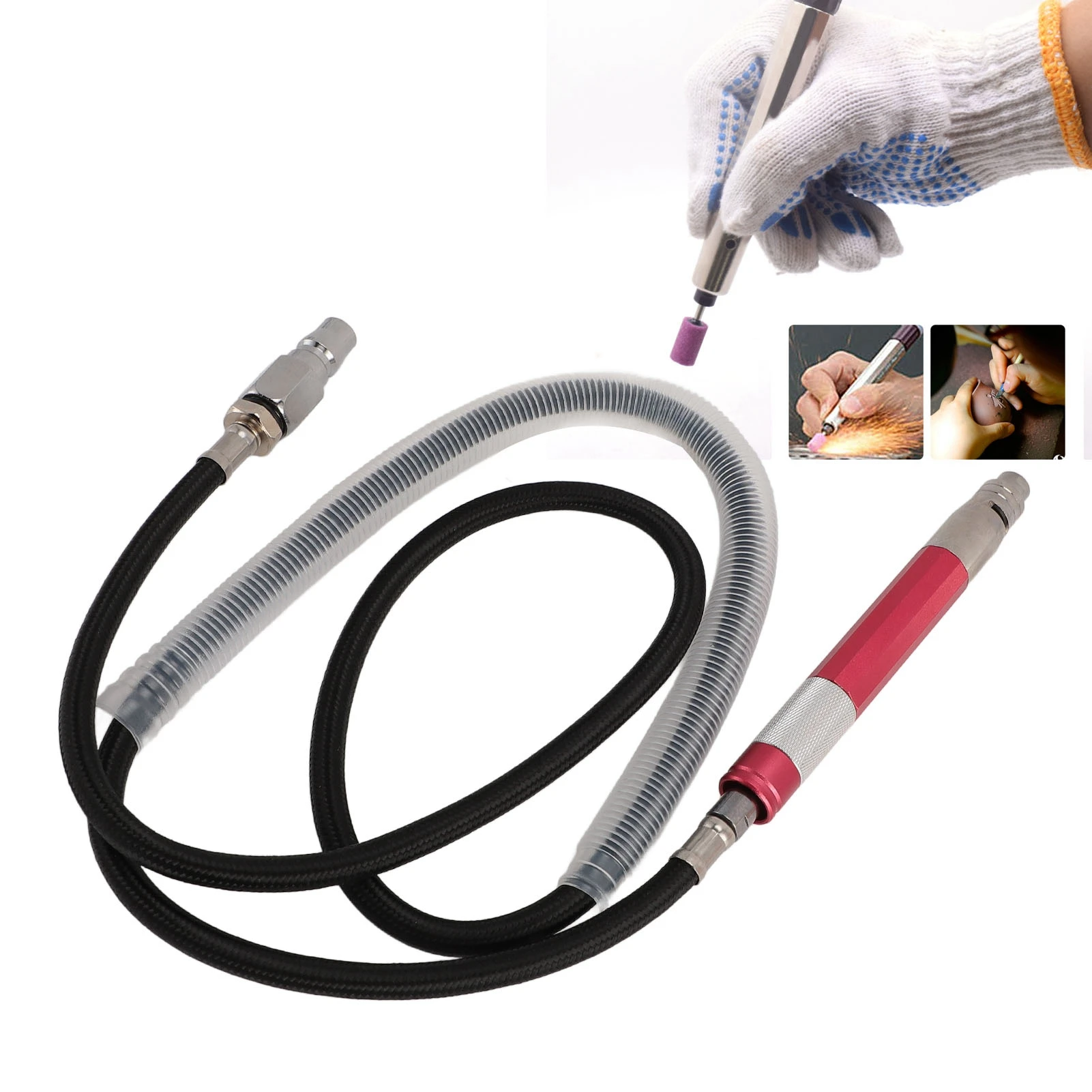 Conjunto pneumático de moedor de lápis de ar 58000rpm NPT 1/4in caneta de gravação com pinça M3 para moagem e polimento de precisão
