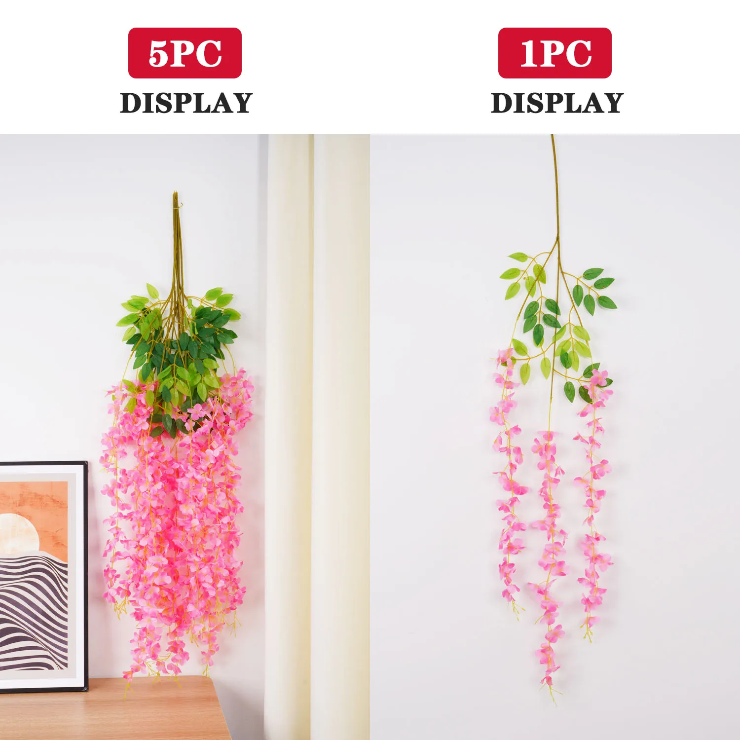 Artificial Flower Vine Ivy Leaf Garland for Home Wall Plant Fake Wisteria Flower Decor Wedding Flower Arch 110cm Wisteria