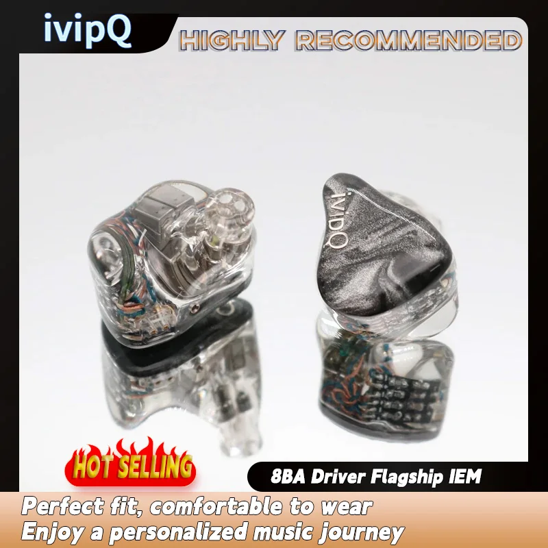 IvipQ Conch V11 8BA Driver Flagship IEM con cavo modulare aggiornato HiFi Music Monitor auricolari cablati per audiofili musicisti