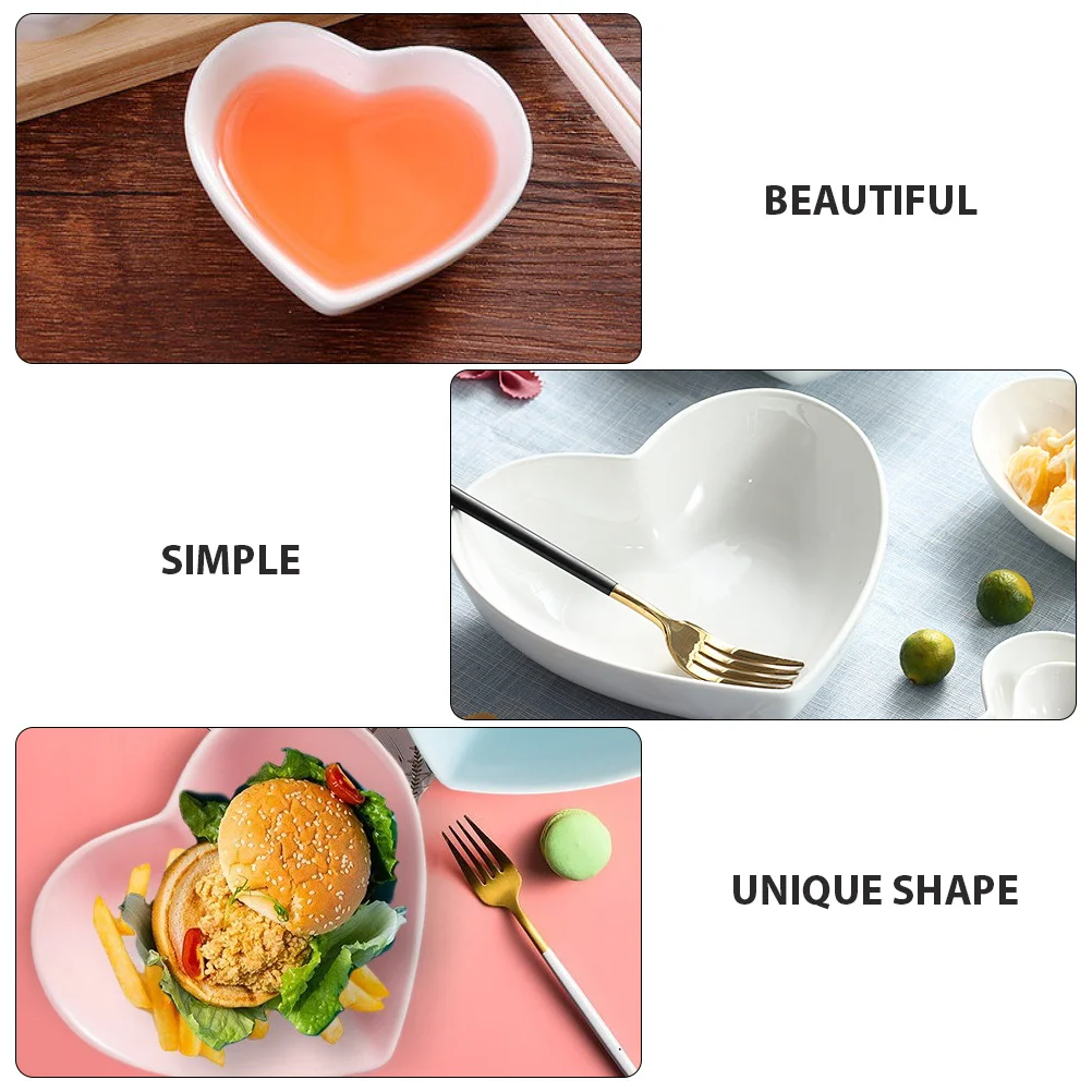4 قطعة أطباق سيراميك ممتازة على شكل قلب حلوى جميلة سلطة وعاء الفاكهة أدوات المائدة المنزلية طبق للسلطة أدوات المائدة المنزلية