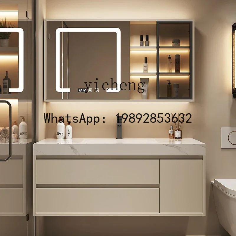 Lavabo integrato in ceramica con giunture senza soluzione di continuità B1, nuovo lavabo sanitario combinato per mobiletto da bagno