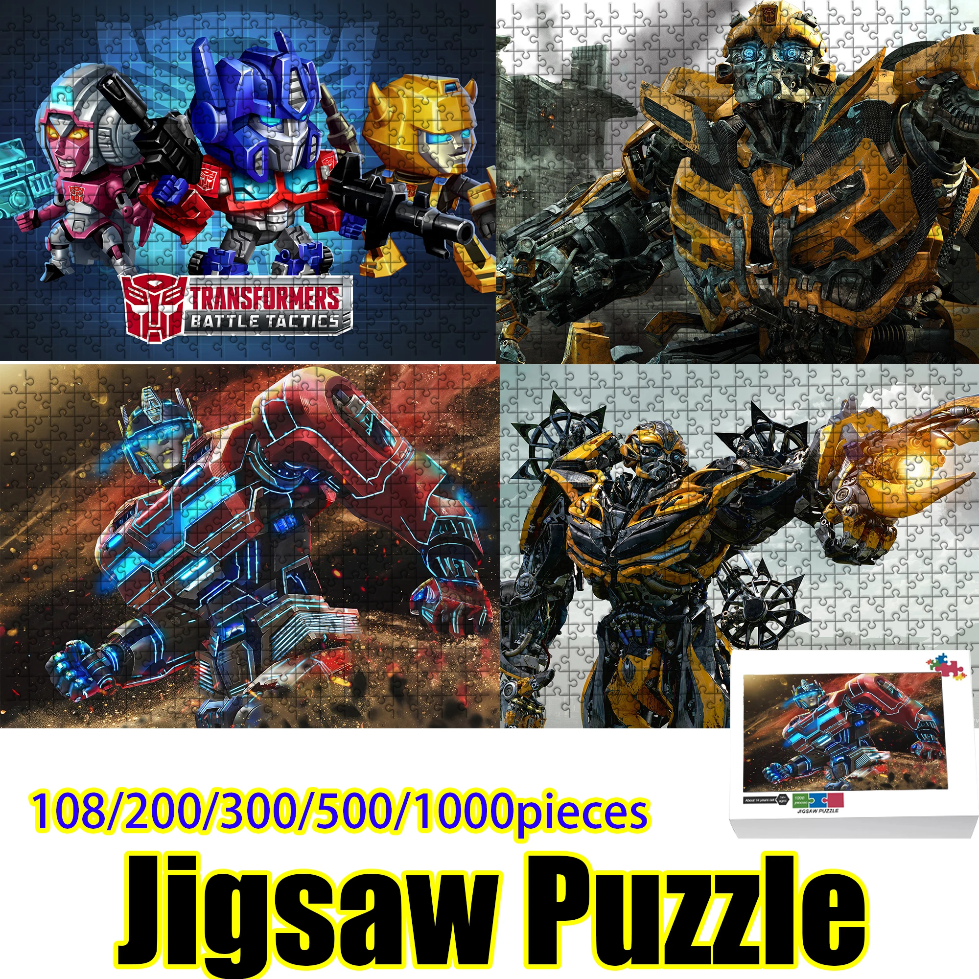 

Transformers Bumblebee & Optimus Prime Jigsaw Puzzle 108/200/300/500/1000 pieces High Quality HD Print Wooden Puzzle Home Wall D