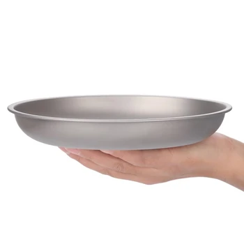 Tiartisan titânio ultraleve portátil acampamento ao ar livre fosco placa redonda 220mm extra grande salada de frutas jantar pratos talheres